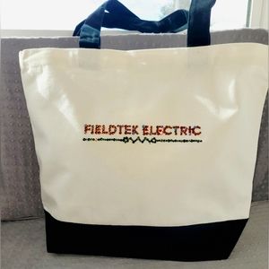 Custom tote with bejeweled logo